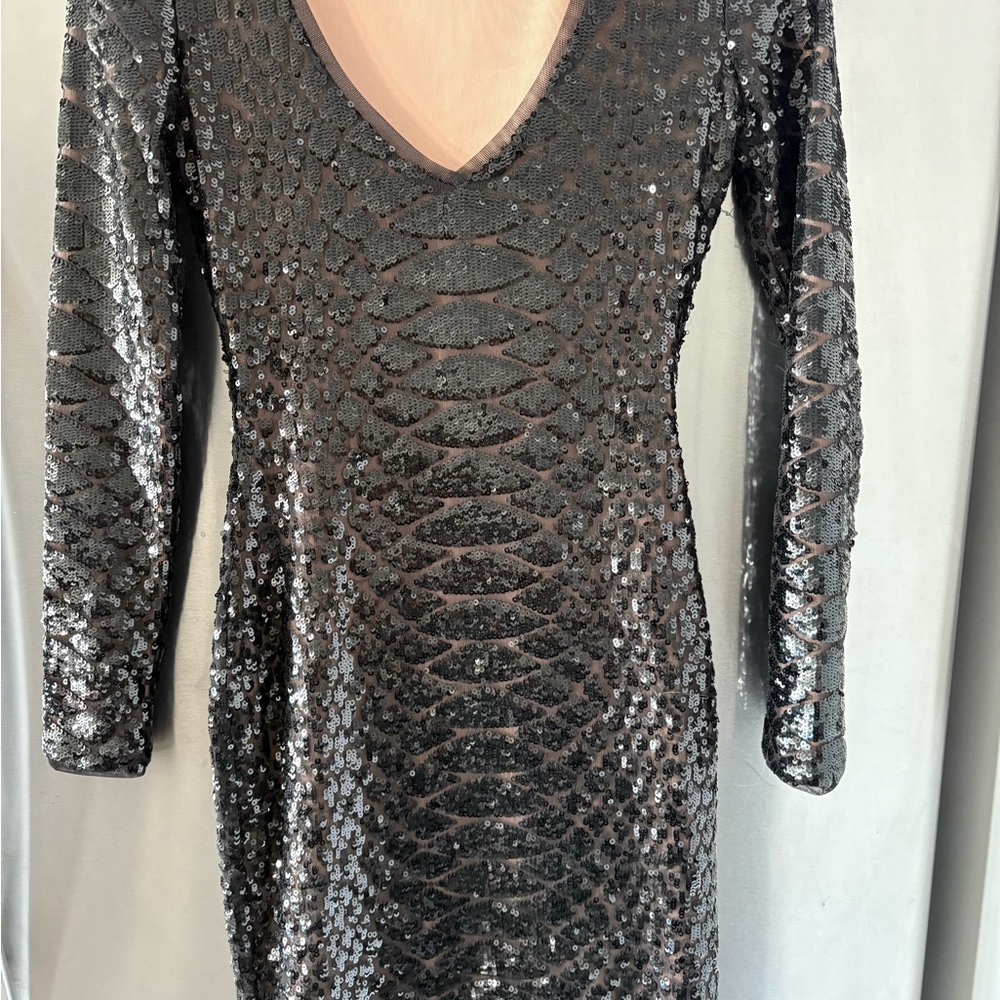 Elegant BCBG Black Sequin Dress